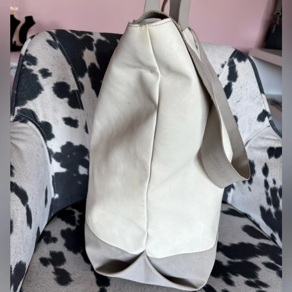 CHANEL Sports Line Cream & Gray Zip Top Tote